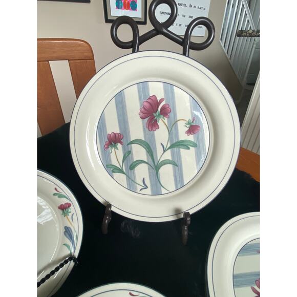Lenox Poppies on Blue, Botanical, 1984-2007, dinner plates, salad plates, 6 pcs - Picture 3 of 6